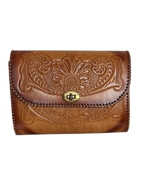 Vintage Tooled Genuine Leather Boho Western Purse Handbag Beautiful